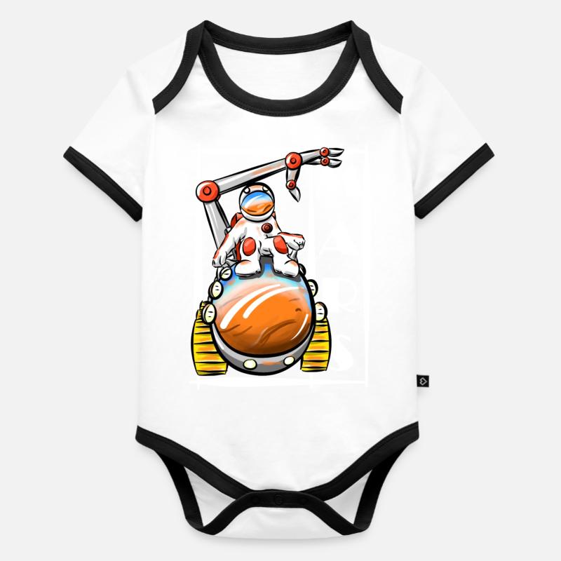 Mars - Body Bébé bio contrasté manches courtes - blanc/noir 