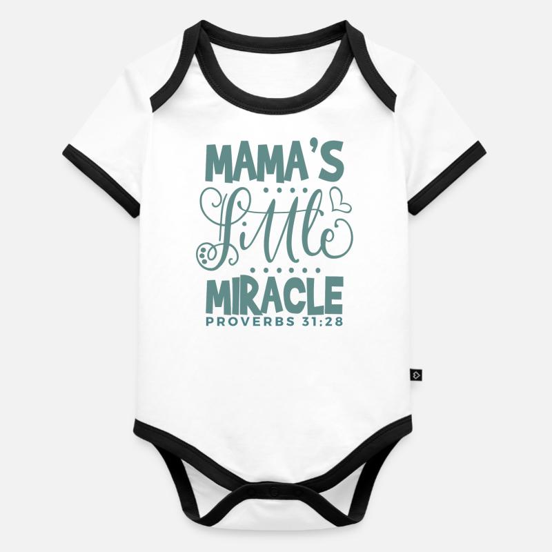 Petit miracle de maman - Body Bébé bio contrasté manches courtes - blanc/noir 