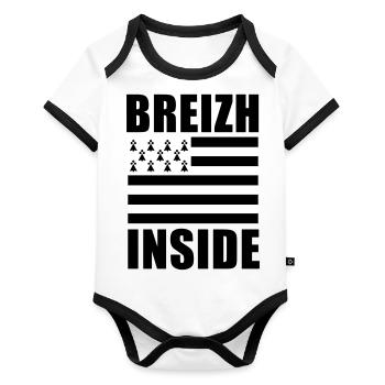 Breizh inside drapeau - Body Bébé bio contrasté manches courtes - blanc/noir  - Devant