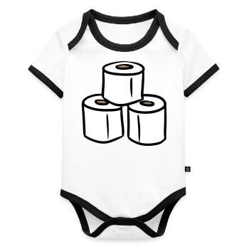 PQ Tour de papier toilette - Body Bébé bio contrasté manches courtes - blanc/noir  - Devant
