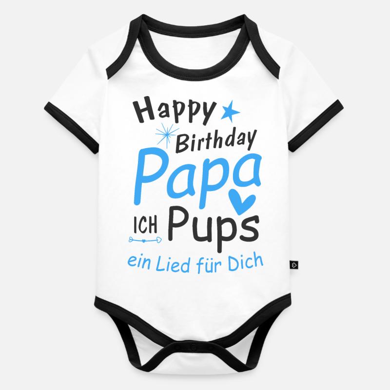 Joyeux anniversaire papa - Body Bébé bio contrasté manches courtes - blanc/noir 