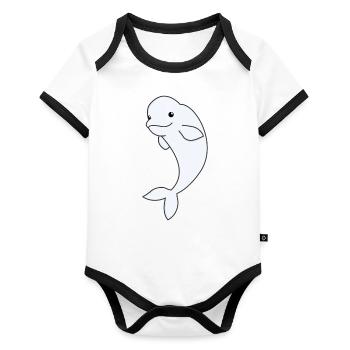 Béluga animaux mignons pour enfants bélugas - Body Bébé bio contrasté manches courtes - blanc/noir  - Devant