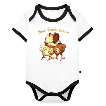 Meilleurs amis pour la vie - Body Bébé bio contrasté manches courtes - blanc/noir  - Devant