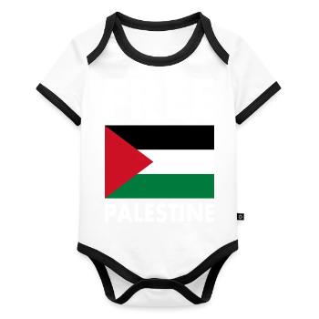 Free palestine - Organic Baby Contrasting Bodysuit - white/black  - Front