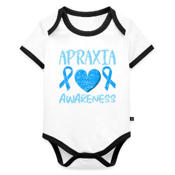 Conscience de l’apraxie de la parole Je fais l’apraxie de la parole - Body Bébé bio contrasté manches courtes - blanc/noir  - Devant