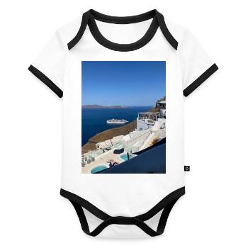 Holidays in Santorini - Organic Baby Contrasting Bodysuit - white/black  - Front