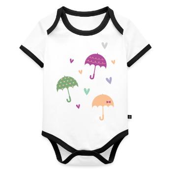 Umbrella & hearts - Organic Baby Contrasting Bodysuit - white/black  - Front