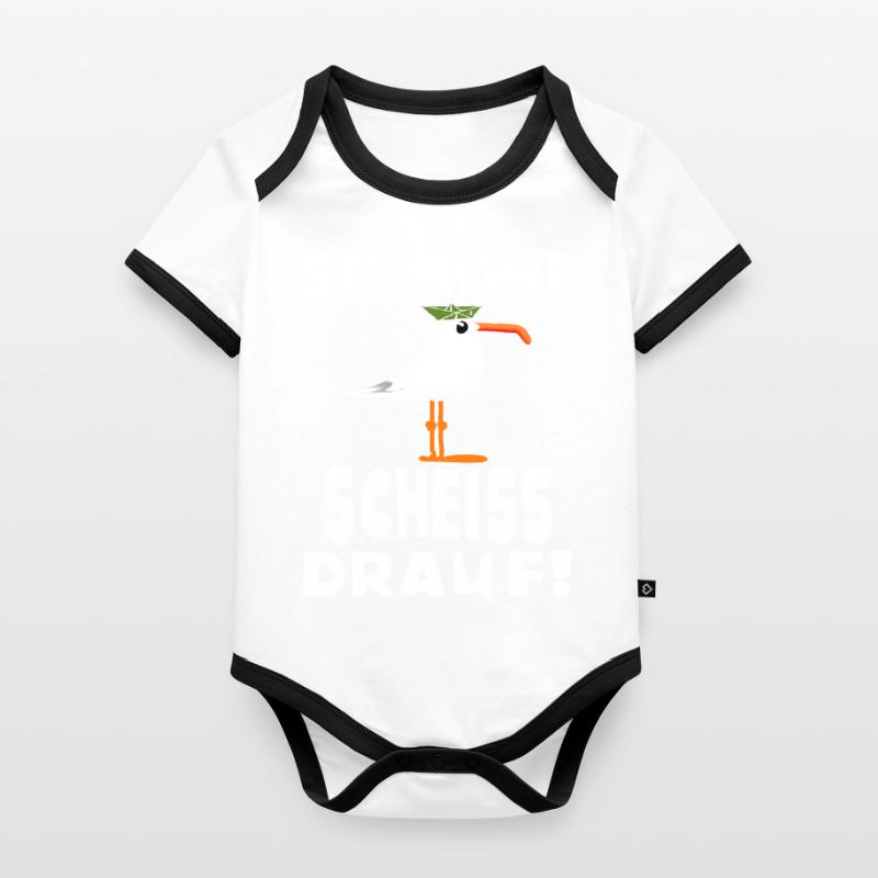 Sei Möwe Scheiss drauf Spruch oder Geschenkidee Baby Bio-Kurzarm-Kontrastbody