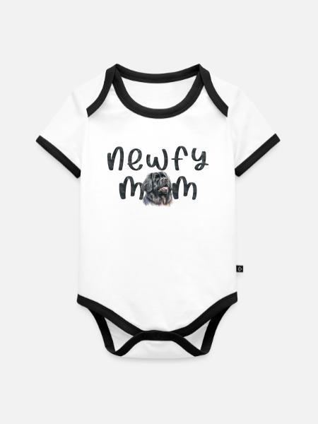 Neufundländer - Baby Bio-Kurzarm-Kontrastbody - Weiß/Schwarz
