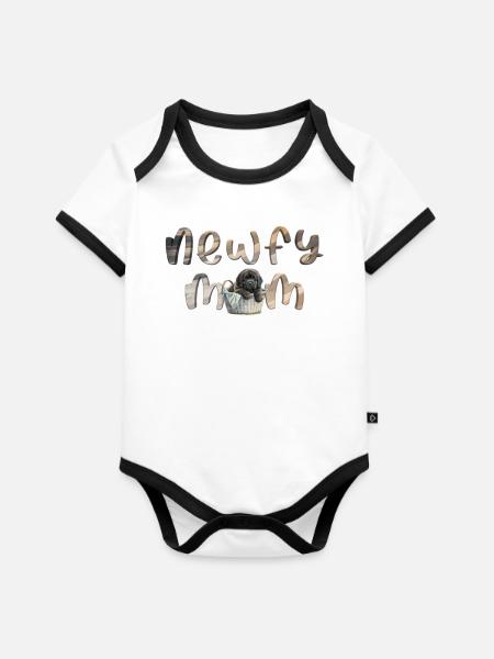 Neufundländer - Baby Bio-Kurzarm-Kontrastbody - Weiß/Schwarz