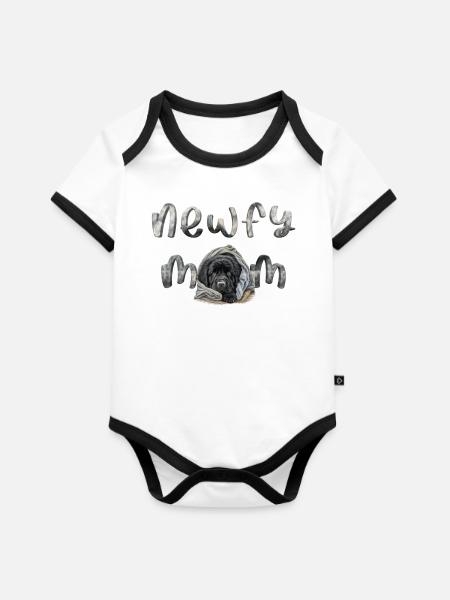 Neufundländer - Baby Bio-Kurzarm-Kontrastbody - Weiß/Schwarz
