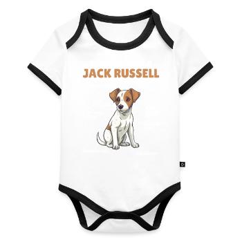 Dog Explanation Anatomy of Jack Russell - Organic Baby Contrasting Bodysuit - white/black  - Front