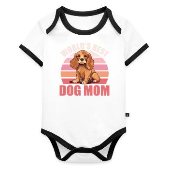 Meilleur chien du monde Mama Cocker Spaniel mignon - Body Bébé bio contrasté manches courtes - blanc/noir  - Devant