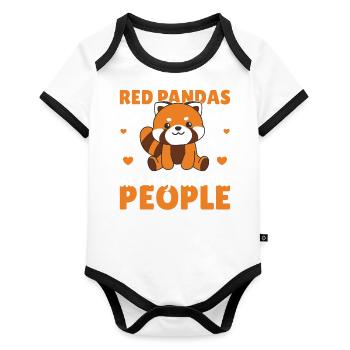 Red pandas are my dearest people cute panda - Organic Baby Contrasting Bodysuit - white/black  - Front
