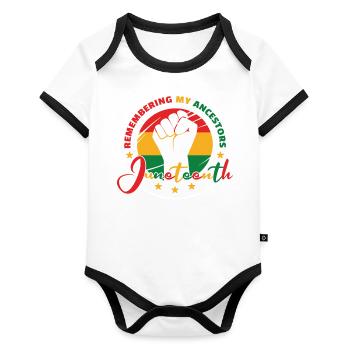 Juneteenth Remembering My Ancestors - Organic Baby Contrasting Bodysuit - white/black  - Front