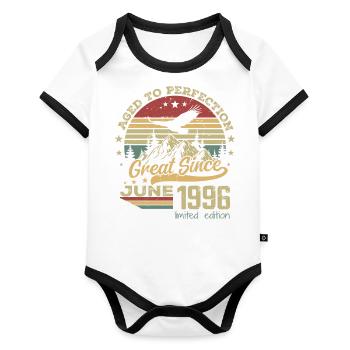 28 years old Aged to Perfection born in June 1996 - Organic Baby Contrasting Bodysuit - white/black  - Front