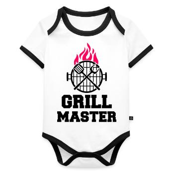 Grill Master - Organic Baby Contrasting Bodysuit - white/black  - Front