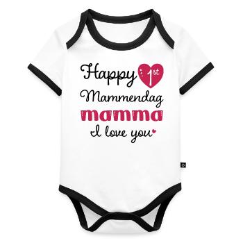 Happy 1st Mammendag Mamma - Organic Baby Contrasting Bodysuit - white/black  - Front