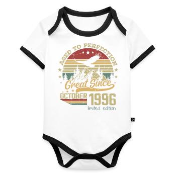 28 years old Aged to Perfection born: October 1996 - Organic Baby Contrasting Bodysuit - white/black  - Front