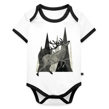 Deer - Organic Baby Contrasting Bodysuit - white/black  - Front