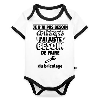 besoin de bricolage - Body Bébé bio contrasté manches courtes - blanc/noir  - Devant