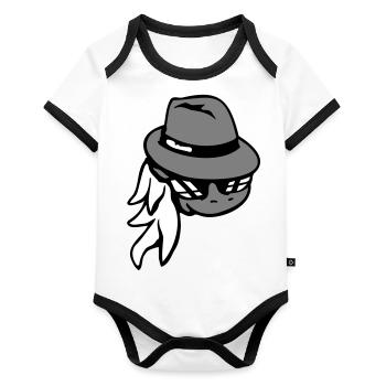 Cheval Gangster Chapeau Lunettes de soleil Criminal Cool - Body Bébé bio contrasté manches courtes - blanc/noir  - Devant