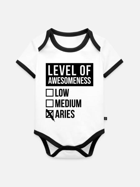 Widder Widder Widder - Baby Bio-Kurzarm-Kontrastbody - Weiß/Schwarz