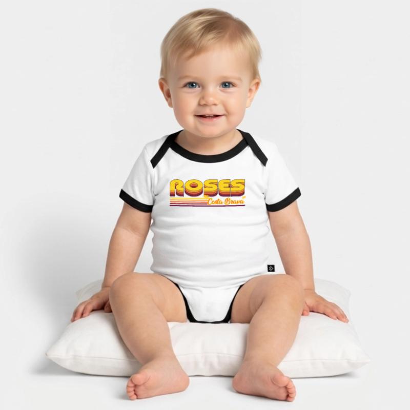 Roses Costa Brava Spanien Design Baby Bio-Kurzarm-Kontrastbody