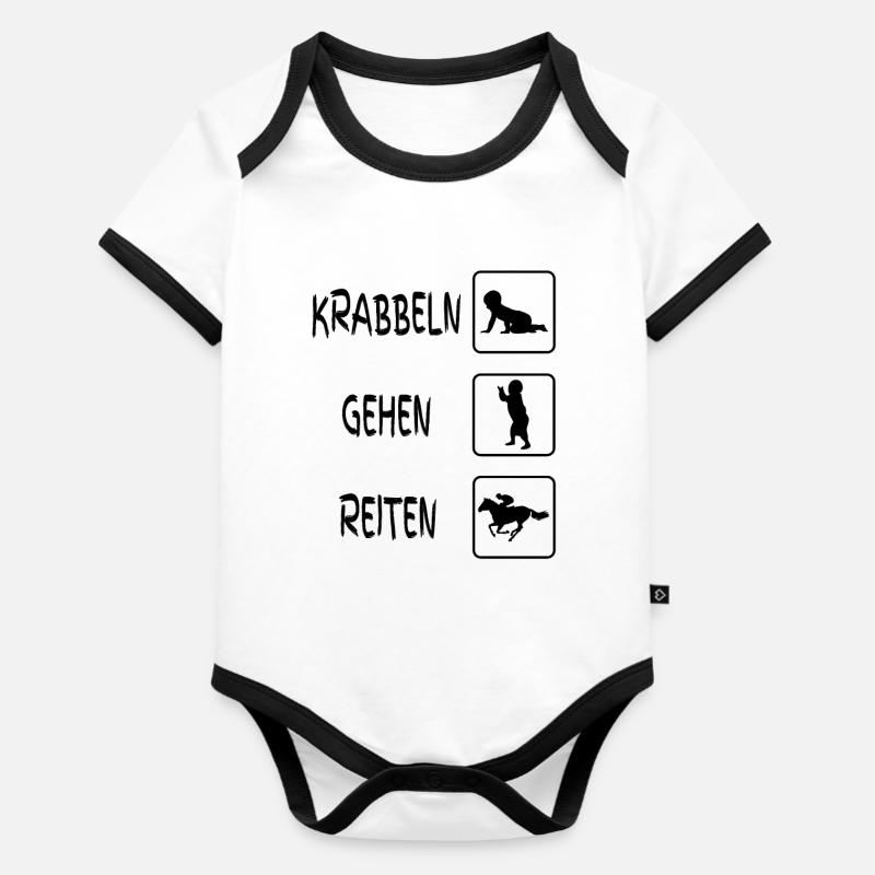 Bébé, corps, ramper, équitation, équitation - Body Bébé bio contrasté manches courtes - blanc/noir 