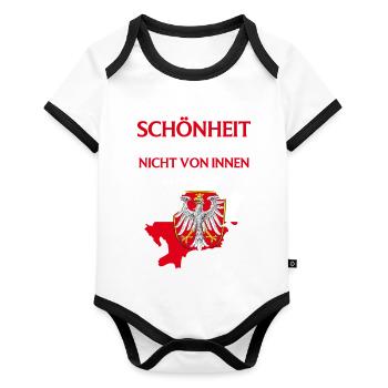 Wappen Frankfurter Adler Hessen Frankfurt - Baby Bio-Kurzarm-Kontrastbody - Weiß/Schwarz  - Vorne