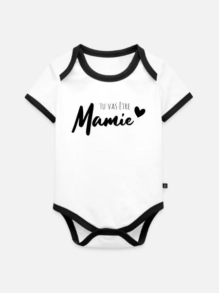 Tu vas être Mamie - Baby Bio-Kurzarm-Kontrastbody - Weiß/Schwarz 