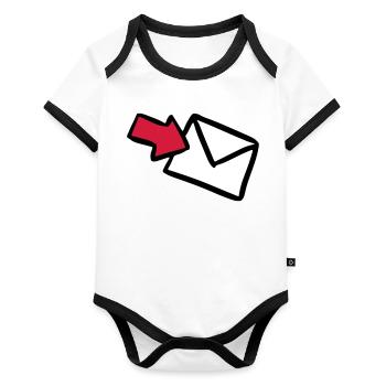 Brief E-Mail mail letter lettre message Versand - Baby Bio-Kurzarm-Kontrastbody - Weiß/Schwarz  - Vorne