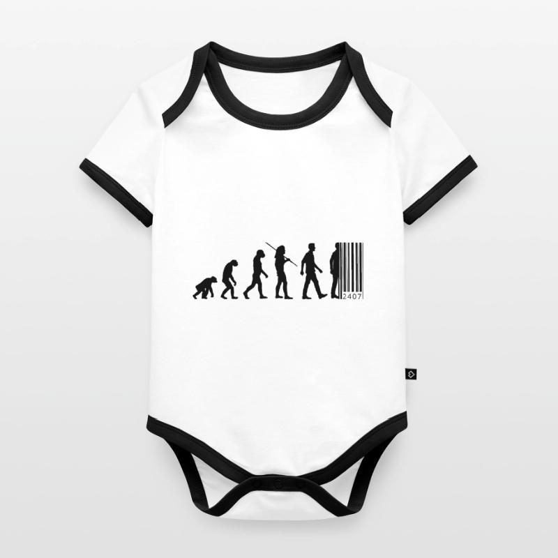 Evolution - code à barres Body Bébé bio contrasté manches courtes