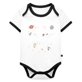 Patentante fragen Willst du meine Patentante sein - Baby Bio-Kurzarm-Kontrastbody - Weiß/Schwarz  - Vorne