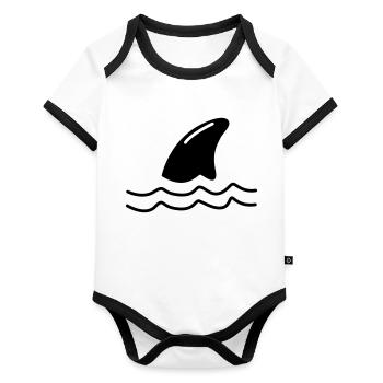 Shark fin - Organic Baby Contrasting Bodysuit - white/black  - Front