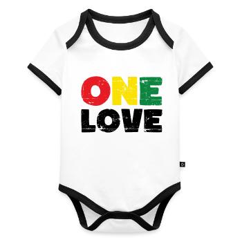 One Love Reggae Music - Organic Baby Contrasting Bodysuit - white/black  - Front