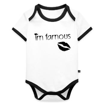 I'M FAMOUS - Body Bébé bio contrasté manches courtes - blanc/noir  - Devant