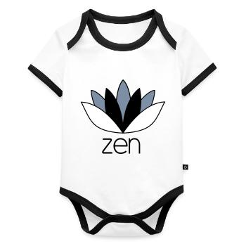 ZEN - Body Bébé bio contrasté manches courtes - blanc/noir  - Devant