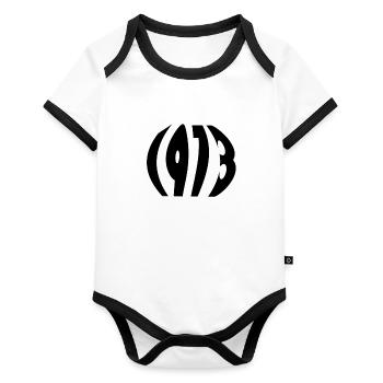 1973 - Baby Bio-Kurzarm-Kontrastbody - Weiß/Schwarz  - Vorne