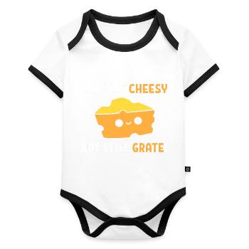 Funny Cheese Word Game Cheesemaker - Body Bébé bio contrasté manches courtes - blanc/noir  - Devant