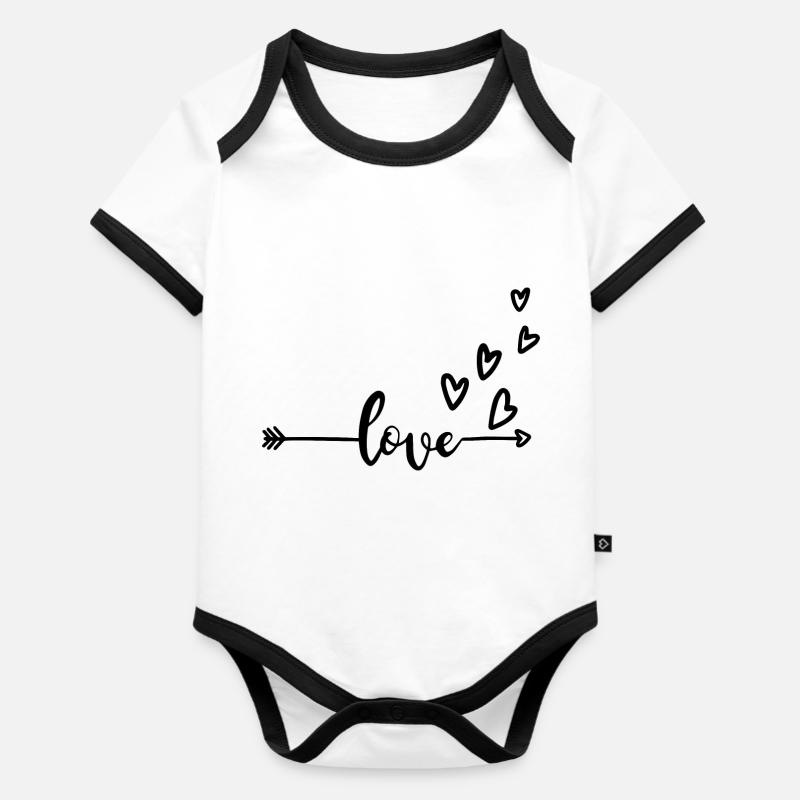LOVE - Body Bébé bio contrasté manches courtes - blanc/noir 