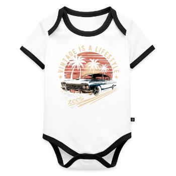 Vintage 2005 Retro Oldtimer Legendär seit 2005 - Baby Bio-Kurzarm-Kontrastbody - Weiß/Schwarz  - Vorne