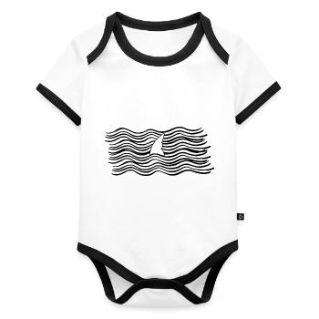 Shark fin in the sea - Organic Baby Contrasting Bodysuit - white/black  - Front