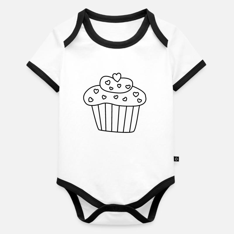 Muffin - Body Bébé bio contrasté manches courtes - blanc/noir 