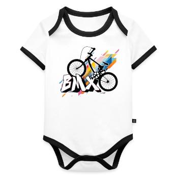 Vélo BMX - Urbaninme - Body Bébé bio contrasté manches courtes - blanc/noir  - Devant