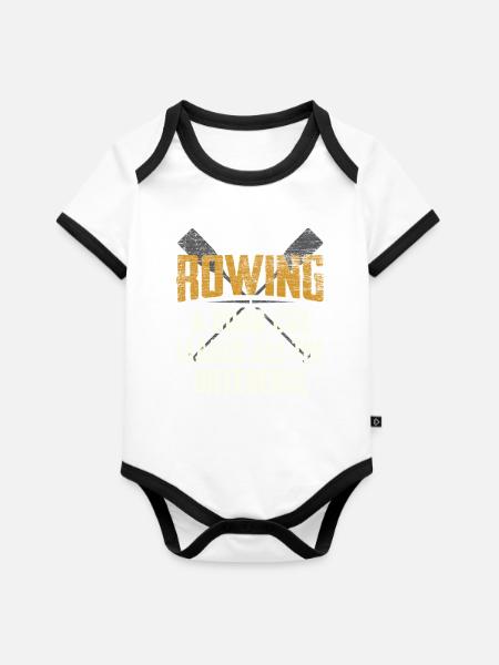 Rudern Steuermann - Baby Bio-Kurzarm-Kontrastbody - Weiß/Schwarz 