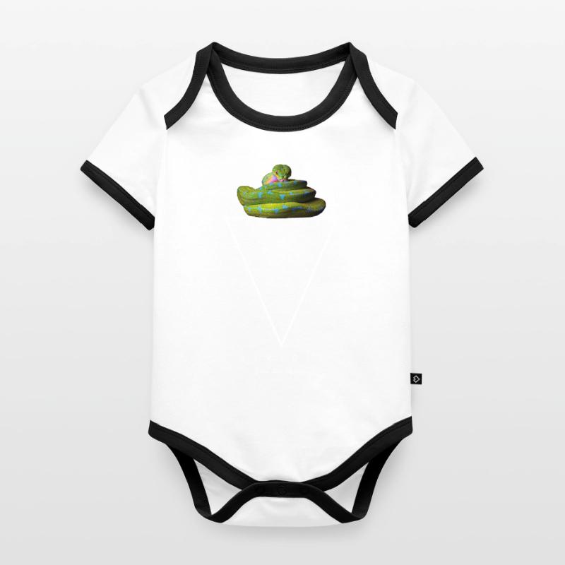 Green Tree Python Modern Geometric Organic Baby Contrasting Bodysuit
