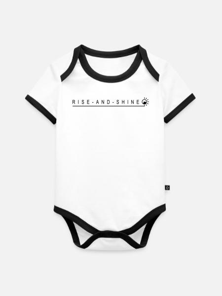 Rise And Shine - Baby Bio-Kurzarm-Kontrastbody - Weiß/Schwarz