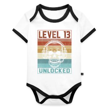 Gamer 13th Birthday - Organic Baby Contrasting Bodysuit - white/black  - Front