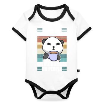 Sarcastic Animal Coffee Moody Panda Lazy - Organic Baby Contrasting Bodysuit - white/black  - Front